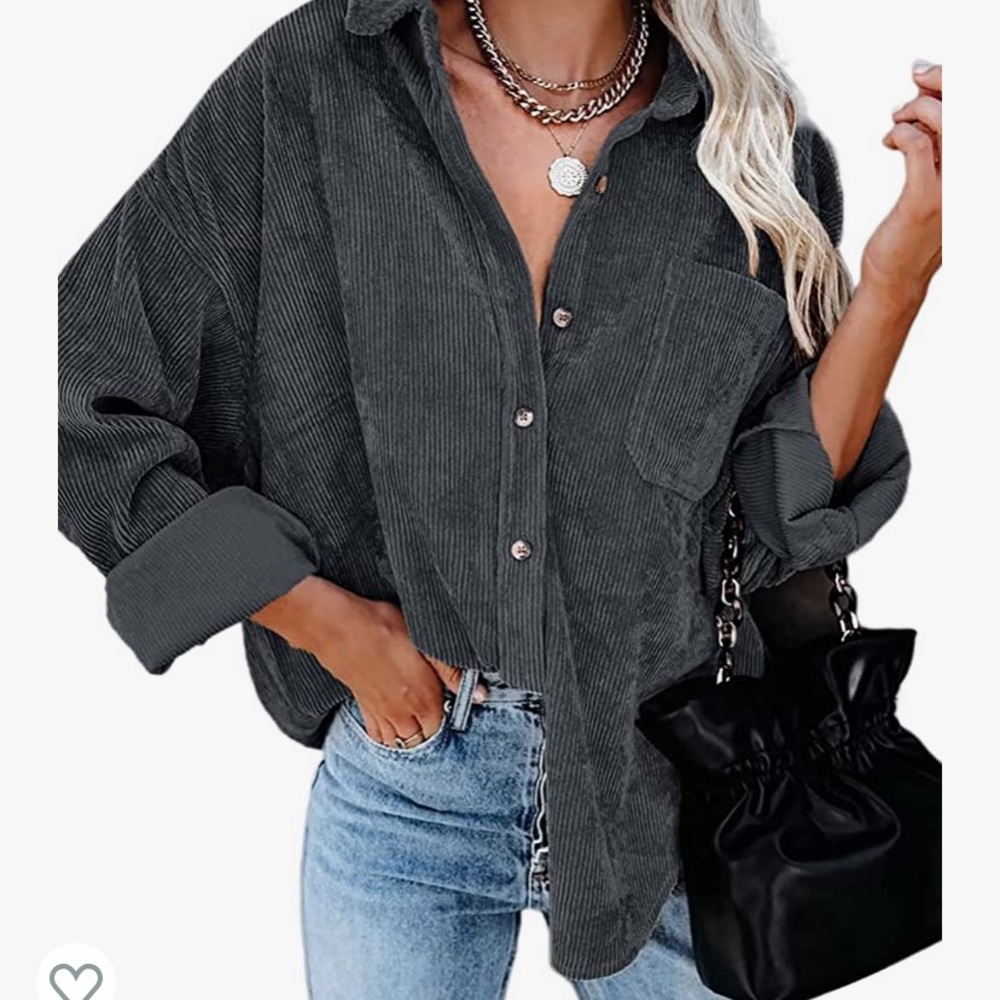 Amazon Corduroy Shirt Long Sleeve Oversized Button Down
